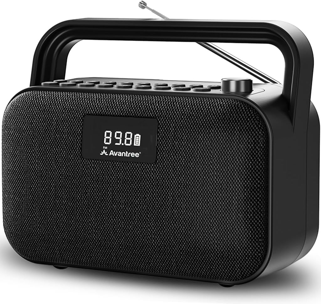Avantree PowerByte - Portable Digital FM Radio with Powerful 30W Stereo Bluetooth Speakers & SD Card Player, 20hr Rechargeable Playtime, Extended Range, Wireless Loud Outdoor Speaker & U Disk Player