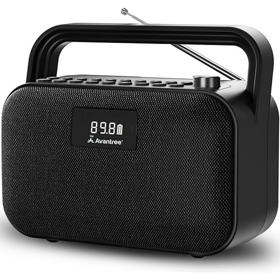 Avantree PowerByte - Portable Digital FM Radio with Powerful 30W Stereo Bluetooth Speakers & SD Card Player, 20hr Rechargeable Playtime, Extended Range, Wireless Loud Outdoor Speaker & U Disk Player