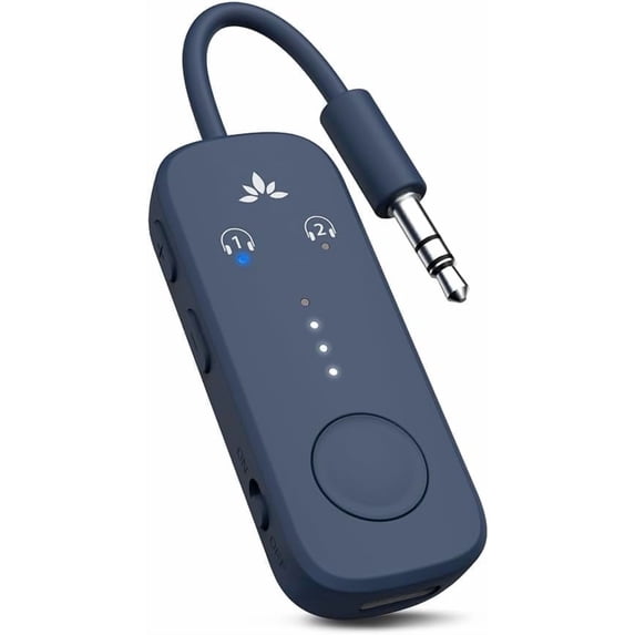 Avantree Relay - Premium Airplane Bluetooth Adapter with Advanced Qualcomm Chipset, 2 Headphones Support - Blue
