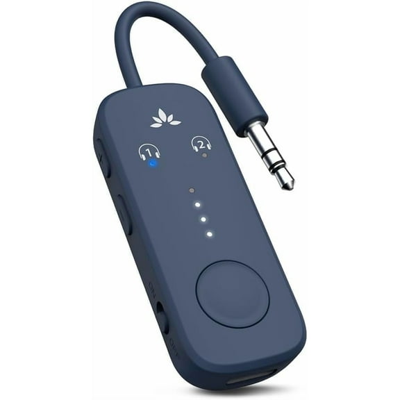 Avantree Relay - Premium Airplane Bluetooth 5.3 Adapter, Supports 2 Headphones with aptX Adaptive, 3.5mm AUX Jack Wireless Audio Transmitter for Planes, Airline, Travel, TV