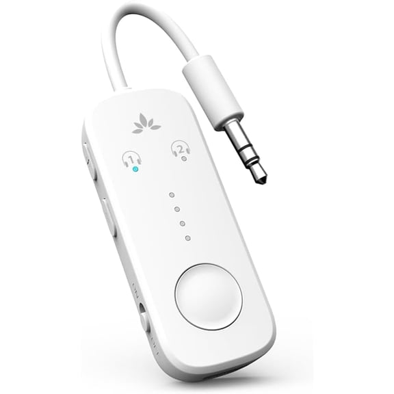 Avantree Relay - Premium Airplane Bluetooth Adapter with Advanced Qualcomm Chipset, 2 Headphones Support - White
