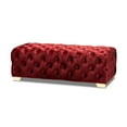 thumbnail image 1 of Avara Glam and Luxe Burgundy Velvet Fabric Upholstered Gold Finished Button Tufted Bench Ottoman, 1 of 5