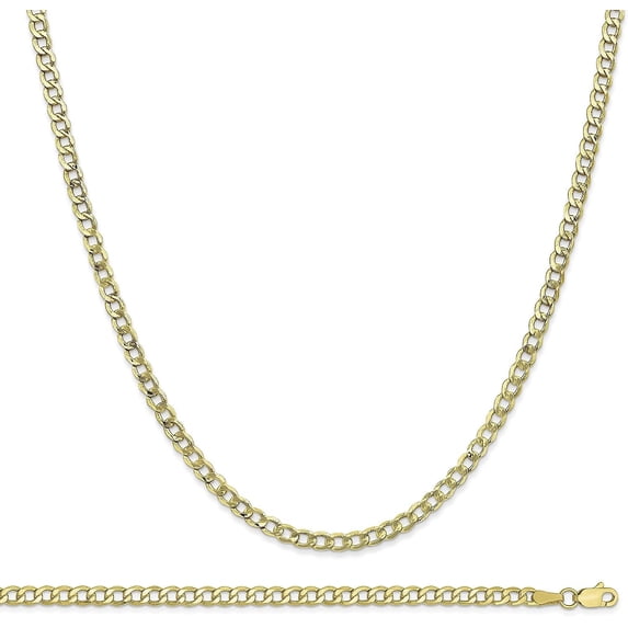 Avariah 10k Yellow Gold 3.6mm Semi-Solid Curb Link Chain 7 and Set - 7" Bracelet
