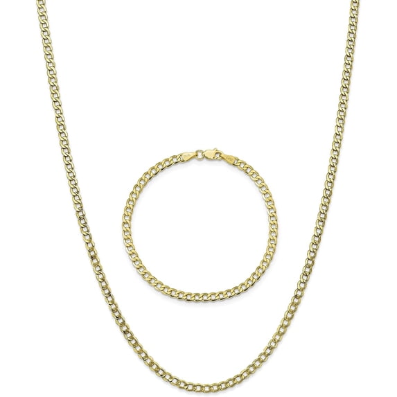 Avariah 10k Yellow Gold 3.6mm Semi-Solid Curb Link Chain 8 and Set - 8" Bracelet