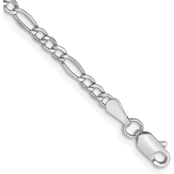 Avariah 14K White Gold 2.7mm Semi-Solid Figaro with Lobster Lock Bracelet - 7"