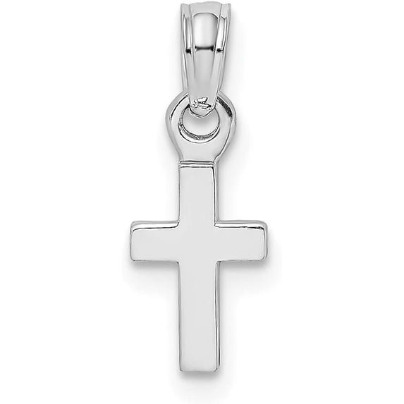 Avariah 14K White Gold 3-D and Polished Mini Cross Charm - 17.3mm