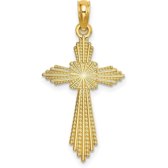 Avariah 14K Yellow Gold w/Pointed Ends Fancy Cross Charm - 24.2mm