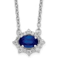 thumbnail image 1 of Avariah 14k White Gold Diamond and Oval Sapphire Necklace - 18" Chain, 1 of 4