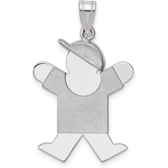 Avariah 14k White Gold Medium Boy w/Hat on Right Engravable Charm - 30mm