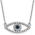 thumbnail image 1 of Avariah 14k White Gold Small Necklace Diamond and Sapphire Evil Eye - 18" Natural Diamonds Chain, 1 of 6