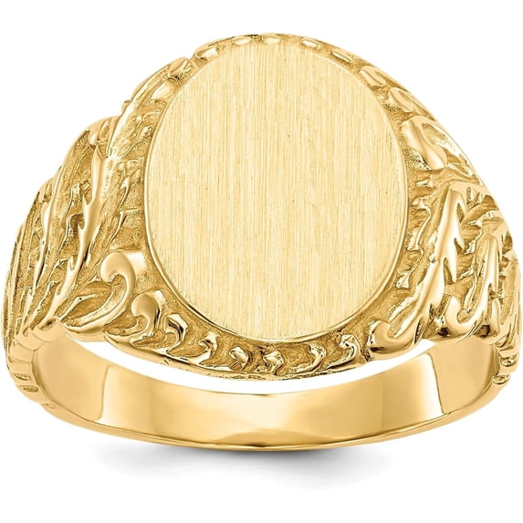 Avariah 14k Yellow Gold 13.0x10.5mm Closed Back Men's Signet Ring - Ring Size 9.0