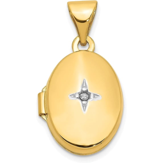 Avariah 14k Yellow Gold Diamond Oval Locket - 20.5mm Natural Diamonds