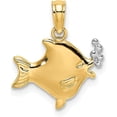 thumbnail image 1 of Avariah 14k Yellow Gold with White Rhodium 2-D Fish w/Bubbles Charm - 11.6mm, 1 of 6