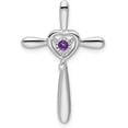 thumbnail image 1 of Avariah Diamonds 10k White Gold Amethyst Cross w/Heart Chain Slide - 26.8mm, 1 of 3