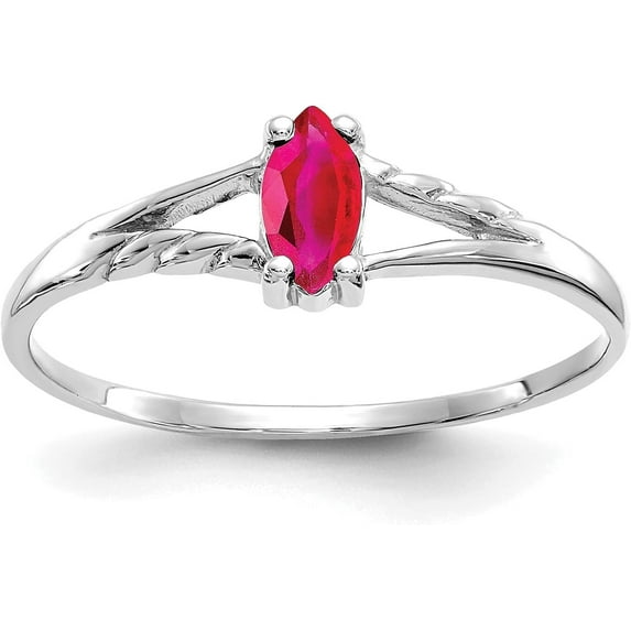 Avariah Diamonds 10k White Gold Polished Genuine Ruby Birthstone Ring - Ring Size 6.0-1.1gm