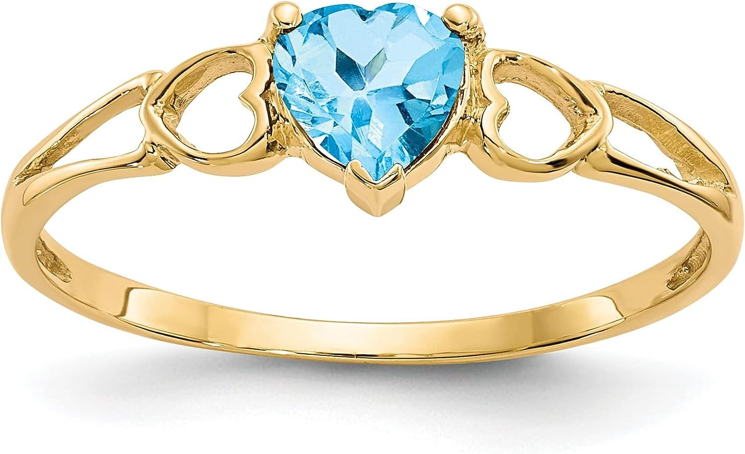 Avariah Diamonds 10k Yellow Gold Polished Genuine Blue Topaz Birthstone Ring - Ring Size 7.0-1.2gm