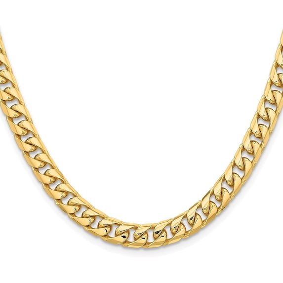 Avariah Diamonds 14K Yellow Gold 7mm Solid Miami Cuban Link with Lobster Lock Chain - 24"
