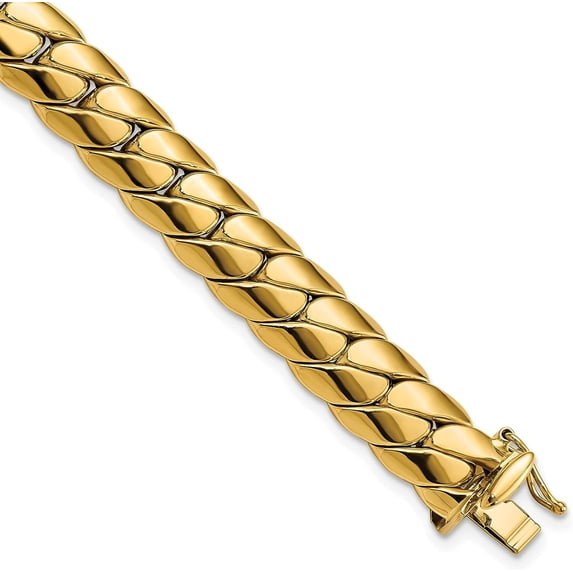 Avariah Diamonds 14K Yellow Gold Polished Fancy Link Men's Bracelet - 9"- Made In Italy