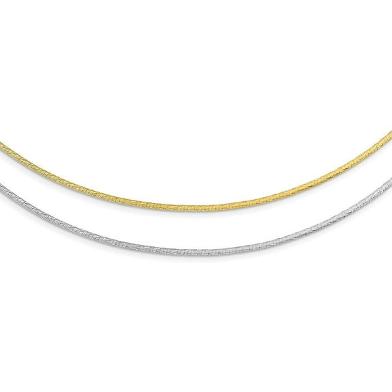 Avariah Diamonds 14K Yellow Gold White w/Rhodium Reversible Adj. Omega Necklace - 16"- Made In Italy Chain