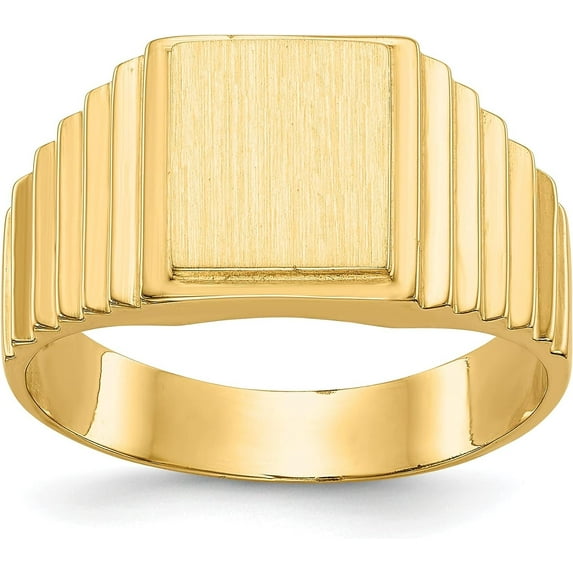 Avariah Diamonds 14k Yellow Gold 10.0x8.5mm Open Back Men's Signet Ring - Ring Size 10.0