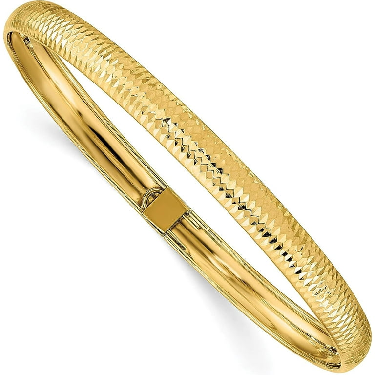 Avariah Diamonds 14k Yellow Gold Textured Flexible Bangle 7.5 4.2gm Bracelet