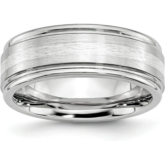 Avariah Diamonds Chisel Cobalt Sterling Silver Inlay Satin and Polished 8.2mm Band - Ring Size 8.5
