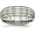 thumbnail image 1 of Avariah Diamonds Chisel Stainless Steel Brushed and Polished 7.2mm Ridged Edge Band - Ring Size 11.0, 1 of 8