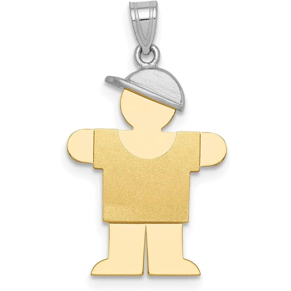 Avariah Diamonds Gold 14k Two-Tone Small Boy w/Hat on Right Engravable Charm - 26mm