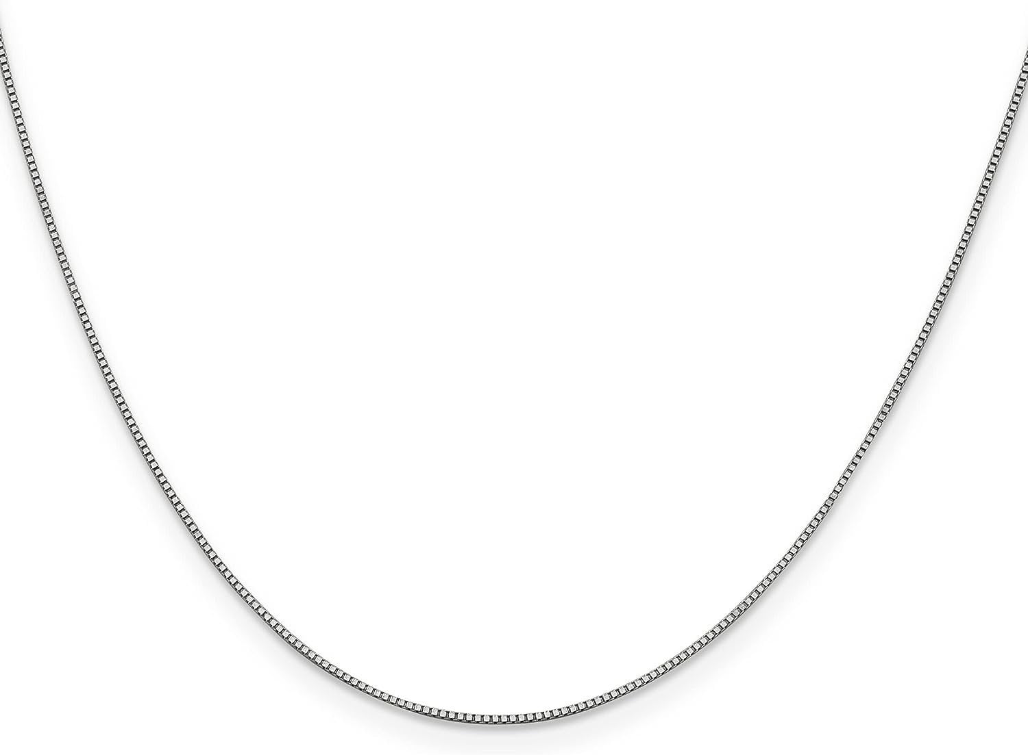 Avariah Diamonds Solid 10K White Gold 0.9mm Box Chain - 16"