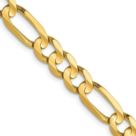 Avariah Diamonds Solid 10K Yellow Gold 6.2mm Concave Figaro Bracelet - 8"