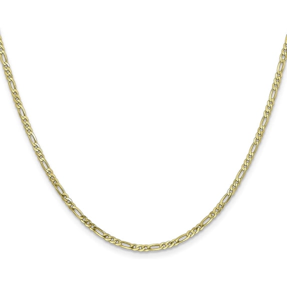 Avariah Diamonds Solid 10k Yellow Gold 2.4mm Flat Figaro Chain - 22"