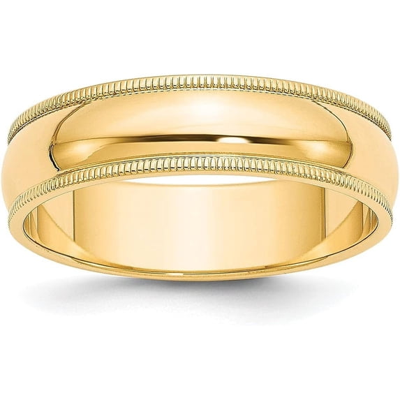 Avariah Diamonds Solid 10k Yellow Gold 6.2mm Milgrain Half Round Wedding Band Size 6 - Ring Size 6.0