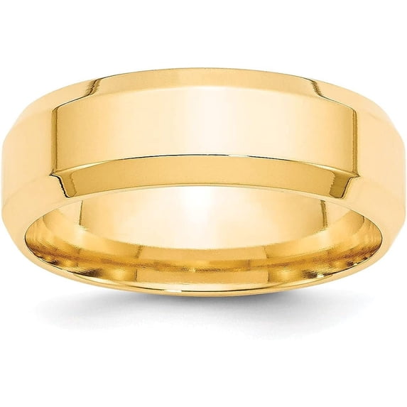 Avariah Diamonds Solid 10k Yellow Gold 7.2mm Beveled Edge Comfort Fit Wedding Band Size 9.5 - Ring Size 9.5