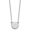 thumbnail image 1 of Avariah Diamonds Solid 10kw White Gold Tiny Circle Block Initial Letter W Necklace - 18" Chain, 1 of 5