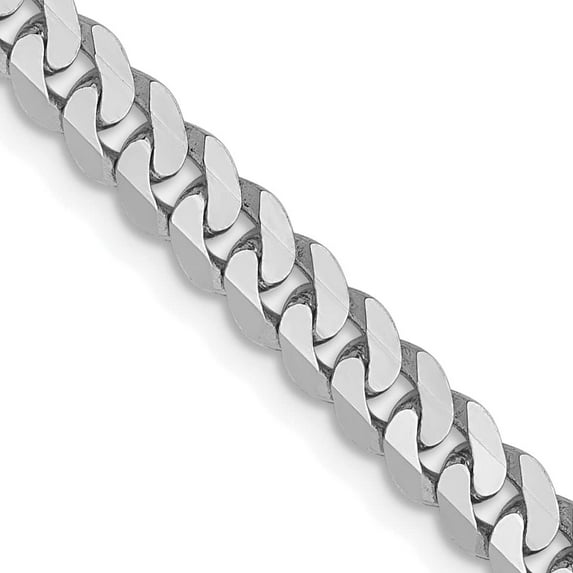 Avariah Diamonds Solid 14K White Gold 4.1mm Flat Beveled Curb Chain - 20"