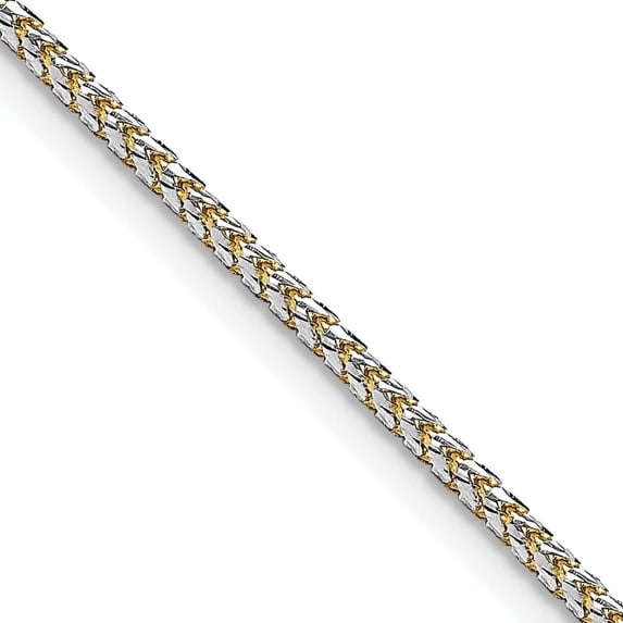 Avariah Diamonds Solid 14K Yellow Gold 1.7mm Rhodium-plated Spiga Chain - 18"- Made In Italy
