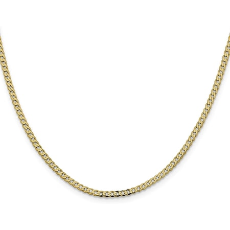Avariah Diamonds Solid 14K Yellow Gold 2.5mm Flat Beveled Curb with Lobster Lock Anket - 10" Anklet