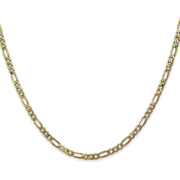 Avariah Diamonds Solid 14K Yellow Gold 3.2mm Flat Figaro with Lobster Lock Chain - 18"