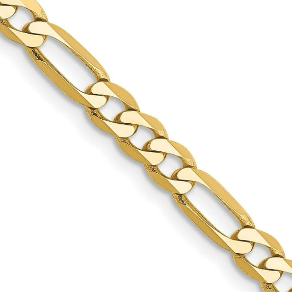 Avariah Diamonds Solid 14K Yellow Gold 4.2mm Flat Figaro with Lobster Lock Chain - 30"