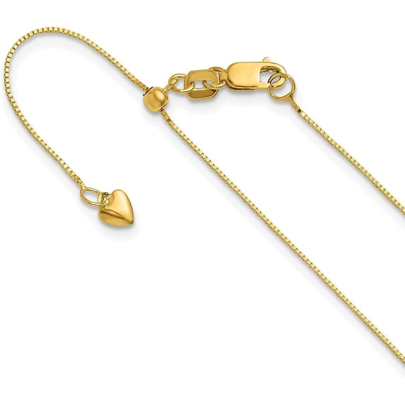 Avariah Diamonds Solid 14K Yellow Gold Adjustable .55mm Box Chain - 22"- Made In Italy