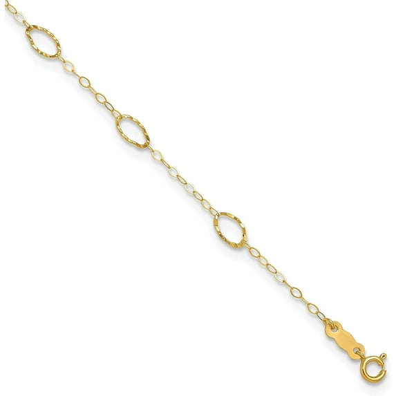 Avariah Diamonds Solid 14k Yellow Gold Oval Shapes 9in Plus 1in ext Anklet - 9" Bracelet