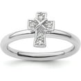 thumbnail image 1 of Avariah Diamonds Solid Sterling Silver Stackable Expressions Rhodium White Topaz Cross Ring - Ring Size 5.0, 1 of 8