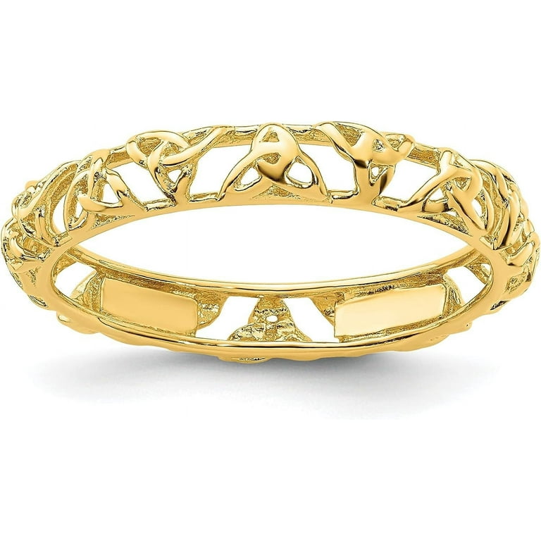 Sterling Silver Stackable Expressions Yellow Gold Plated Celtic Knot Eternity Ring Sterling Silver Stackable Expressions Yellow Gold Plated Celtic Knot Eternity Ring