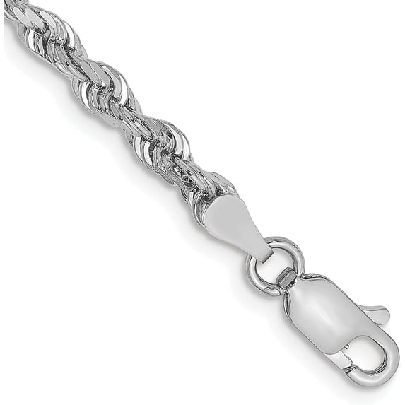 Avariah Solid 10k White Gold 3.6mm Diamond Cut Quadruple Rope Chain - 7" Bracelet