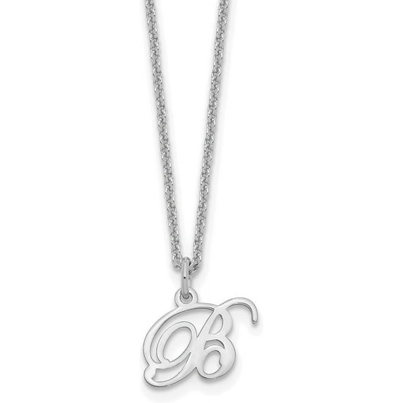 Avariah Solid 10kw White Gold Letter D Initial Necklace - 18" Chain