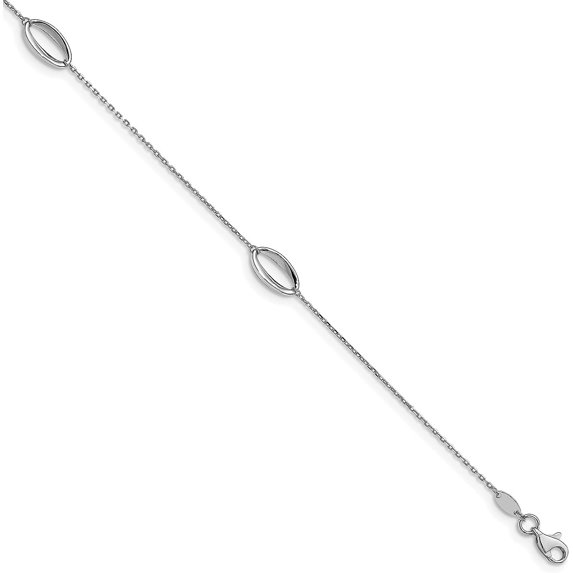 Avariah Solid 14K White Gold Polished w/1 in ext. Anklet - 10"