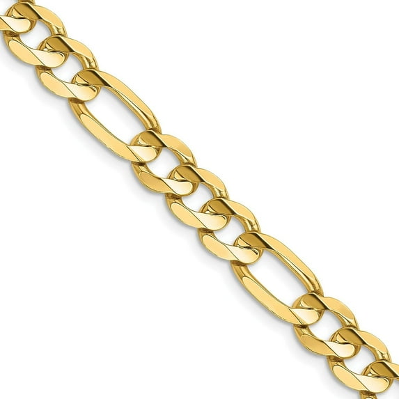 Avariah Solid 14K Yellow Gold 7.7mm Concave Open Figaro with Lobster Lock Chain - 28"