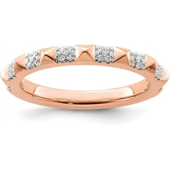 Avariah Solid 14k Rose Gold Stackable Expressions Diamond Ring - Ring Size 7.0 Natural Diamonds