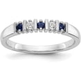 thumbnail image 1 of Avariah Solid 14k White Gold 1/15 carat Diamond and Blue Sapphire Complete Band - Ring Size 7.0 Natural Diamonds, 1 of 8