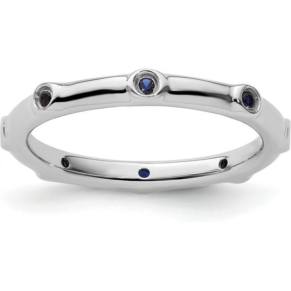 Avariah Solid Sterling Silver Stackable Expressions Created Sapphire Ring - Ring Size 9.0-2.2gm